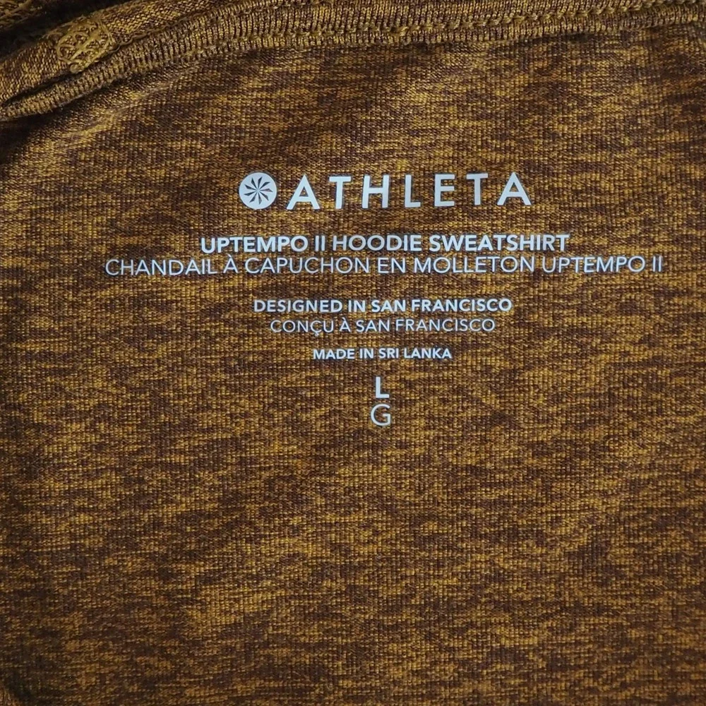 Athleta Uptempo II‎ Hoodie Sweatshirt Large Brown Heather Longsleeve Funnel Neck - Picture 3 of 9